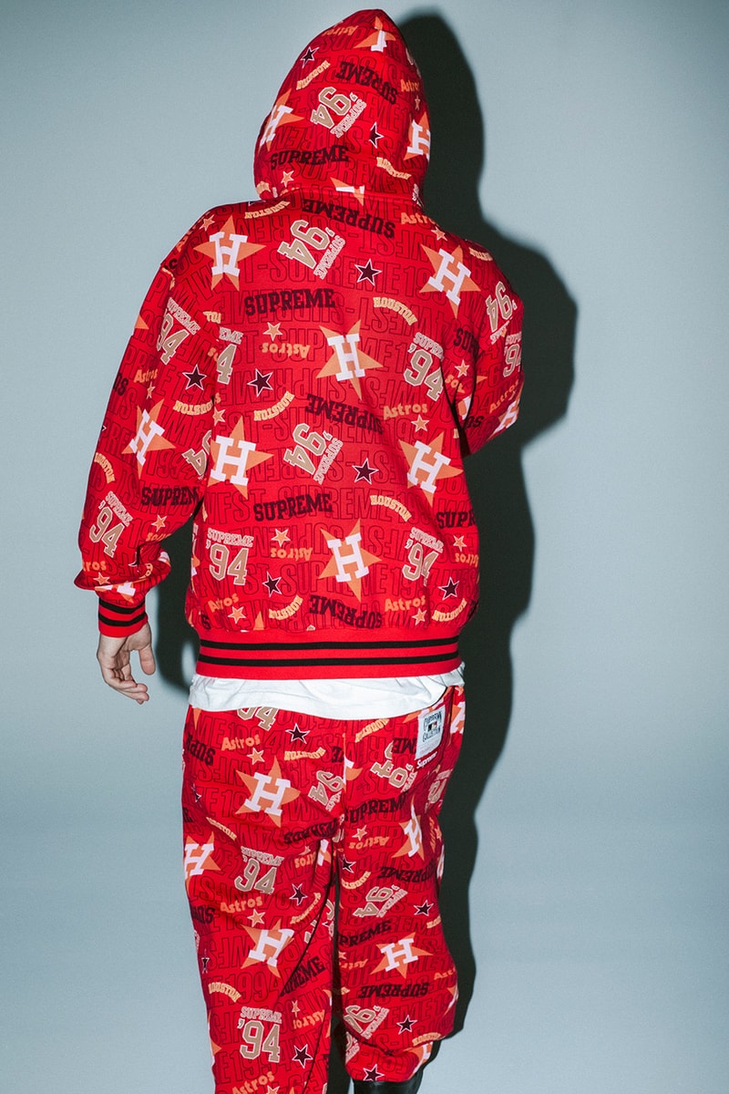 Mitchell & Ness x Supreme Spring 2026 Collaboration mlb nba Atlanta Braves, Houston Astros, Denver Nuggets and Washington Bullets Hooded Satin Varsity Jacket, Wool Varsity Jacket, Sweater, Basketball Jersey, Hooded Sweatshirt, Jean, Sweatpant, Denim Short, Basketball Short, New Era and Headband