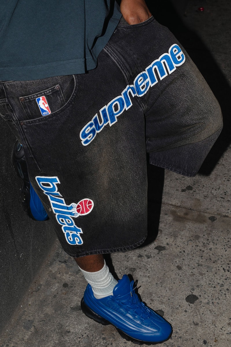 Mitchell & Ness x Supreme Spring 2026 Collaboration mlb nba Atlanta Braves, Houston Astros, Denver Nuggets and Washington Bullets Hooded Satin Varsity Jacket, Wool Varsity Jacket, Sweater, Basketball Jersey, Hooded Sweatshirt, Jean, Sweatpant, Denim Short, Basketball Short, New Era and Headband