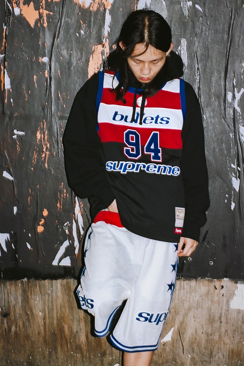 Mitchell & Ness x Supreme Spring 2026 Collaboration mlb nba Atlanta Braves, Houston Astros, Denver Nuggets and Washington Bullets Hooded Satin Varsity Jacket, Wool Varsity Jacket, Sweater, Basketball Jersey, Hooded Sweatshirt, Jean, Sweatpant, Denim Short, Basketball Short, New Era and Headband