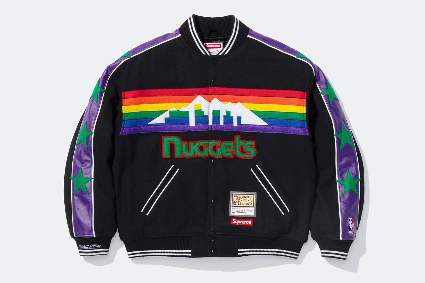 Mitchell & Ness x Supreme Spring 2026 Collaboration mlb nba Atlanta Braves, Houston Astros, Denver Nuggets and Washington Bullets Hooded Satin Varsity Jacket, Wool Varsity Jacket, Sweater, Basketball Jersey, Hooded Sweatshirt, Jean, Sweatpant, Denim Short, Basketball Short, New Era and Headband