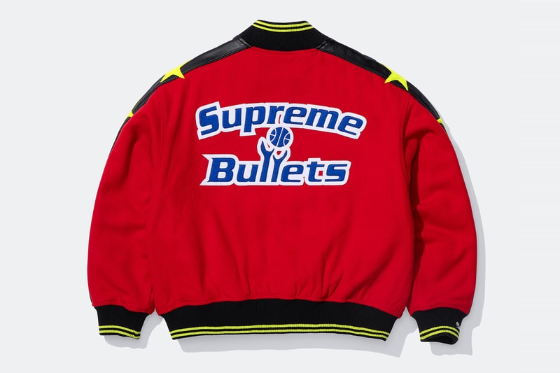 Mitchell & Ness x Supreme Spring 2026 Collaboration mlb nba Atlanta Braves, Houston Astros, Denver Nuggets and Washington Bullets Hooded Satin Varsity Jacket, Wool Varsity Jacket, Sweater, Basketball Jersey, Hooded Sweatshirt, Jean, Sweatpant, Denim Short, Basketball Short, New Era and Headband