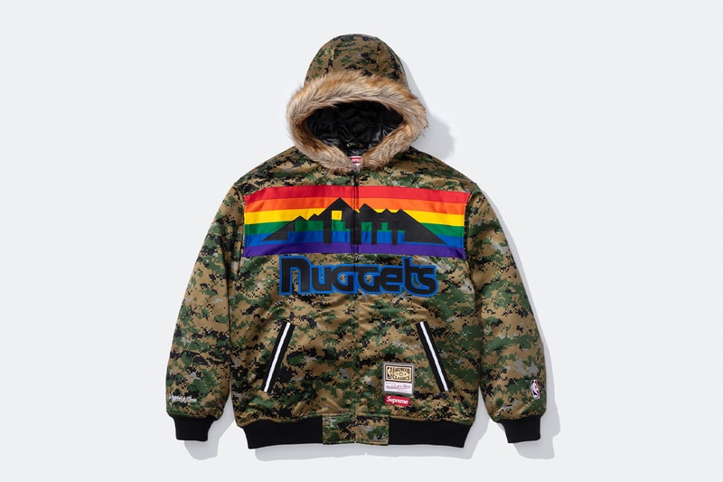 Mitchell & Ness x Supreme Spring 2026 Collaboration mlb nba Atlanta Braves, Houston Astros, Denver Nuggets and Washington Bullets Hooded Satin Varsity Jacket, Wool Varsity Jacket, Sweater, Basketball Jersey, Hooded Sweatshirt, Jean, Sweatpant, Denim Short, Basketball Short, New Era and Headband