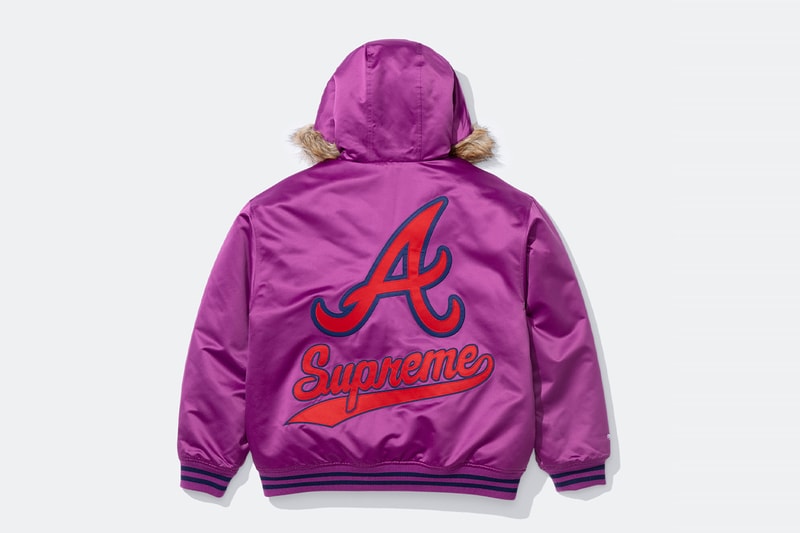 Mitchell & Ness x Supreme Spring 2026 Collaboration mlb nba Atlanta Braves, Houston Astros, Denver Nuggets and Washington Bullets Hooded Satin Varsity Jacket, Wool Varsity Jacket, Sweater, Basketball Jersey, Hooded Sweatshirt, Jean, Sweatpant, Denim Short, Basketball Short, New Era and Headband