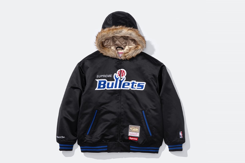 Mitchell & Ness x Supreme Spring 2026 Collaboration mlb nba Atlanta Braves, Houston Astros, Denver Nuggets and Washington Bullets Hooded Satin Varsity Jacket, Wool Varsity Jacket, Sweater, Basketball Jersey, Hooded Sweatshirt, Jean, Sweatpant, Denim Short, Basketball Short, New Era and Headband