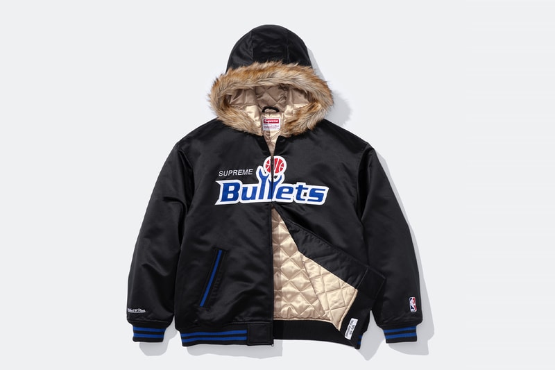 Mitchell & Ness x Supreme Spring 2026 Collaboration mlb nba Atlanta Braves, Houston Astros, Denver Nuggets and Washington Bullets Hooded Satin Varsity Jacket, Wool Varsity Jacket, Sweater, Basketball Jersey, Hooded Sweatshirt, Jean, Sweatpant, Denim Short, Basketball Short, New Era and Headband