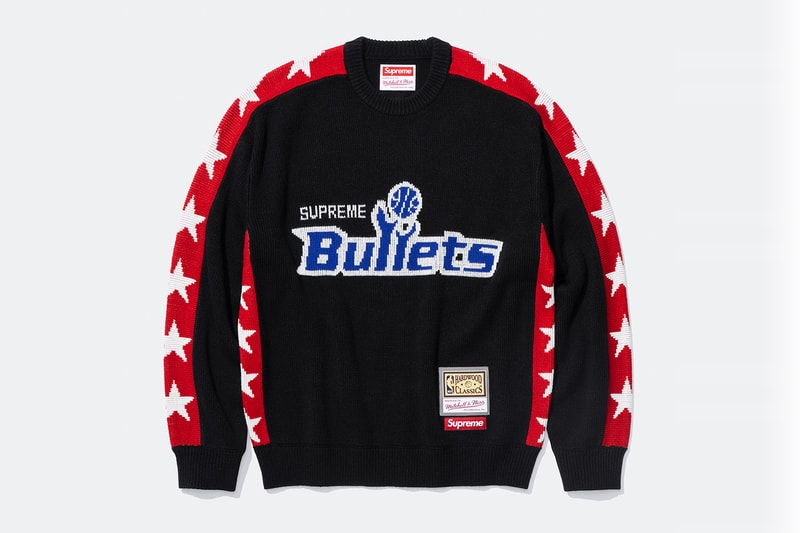 Mitchell & Ness x Supreme Spring 2026 Collaboration mlb nba Atlanta Braves, Houston Astros, Denver Nuggets and Washington Bullets Hooded Satin Varsity Jacket, Wool Varsity Jacket, Sweater, Basketball Jersey, Hooded Sweatshirt, Jean, Sweatpant, Denim Short, Basketball Short, New Era and Headband