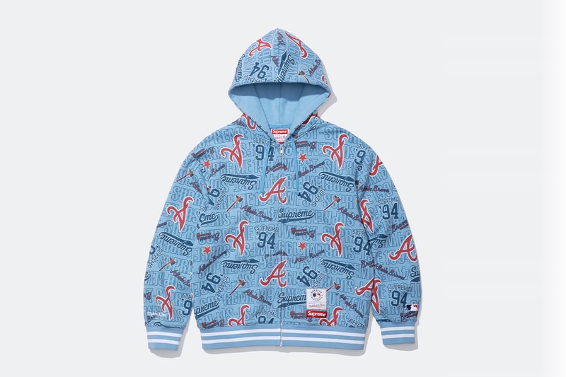 Mitchell & Ness x Supreme Spring 2026 Collaboration mlb nba Atlanta Braves, Houston Astros, Denver Nuggets and Washington Bullets Hooded Satin Varsity Jacket, Wool Varsity Jacket, Sweater, Basketball Jersey, Hooded Sweatshirt, Jean, Sweatpant, Denim Short, Basketball Short, New Era and Headband