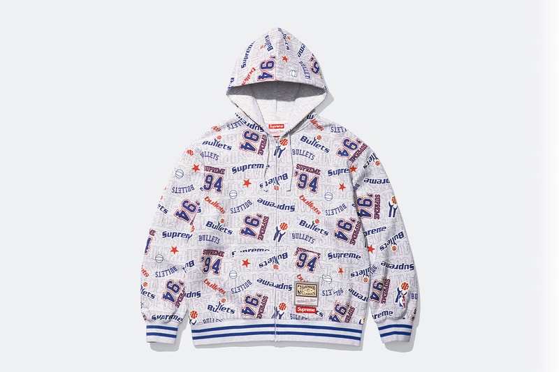 Mitchell & Ness x Supreme Spring 2026 Collaboration mlb nba Atlanta Braves, Houston Astros, Denver Nuggets and Washington Bullets Hooded Satin Varsity Jacket, Wool Varsity Jacket, Sweater, Basketball Jersey, Hooded Sweatshirt, Jean, Sweatpant, Denim Short, Basketball Short, New Era and Headband