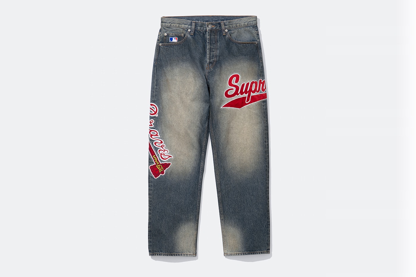 Mitchell & Ness x Supreme Spring 2026 Collaboration mlb nba Atlanta Braves, Houston Astros, Denver Nuggets and Washington Bullets Hooded Satin Varsity Jacket, Wool Varsity Jacket, Sweater, Basketball Jersey, Hooded Sweatshirt, Jean, Sweatpant, Denim Short, Basketball Short, New Era and Headband