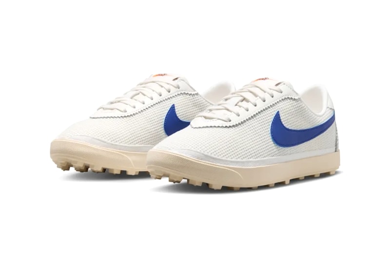 Nike Astrograbber in Sail, Old Royal, and Muslin colorway, side profile view showing classic 1974 football silhouette updated for lifestyle wear - detail view 3