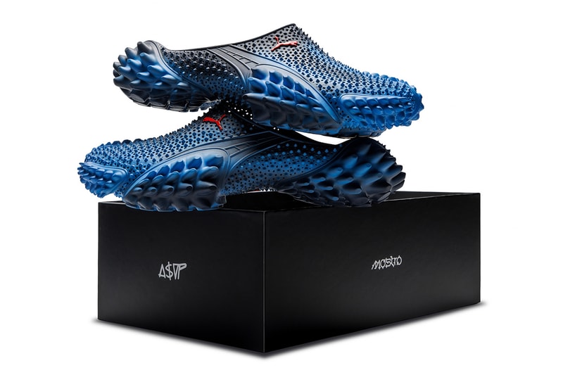 A$AP Rocky PUMA Mostro 3.D Mule “Black/Blue Glimmer” Puma Black/For All Time Red 408909-03 Blue Glimmer/New Navy-For All Time Red 408909-04 Release Info