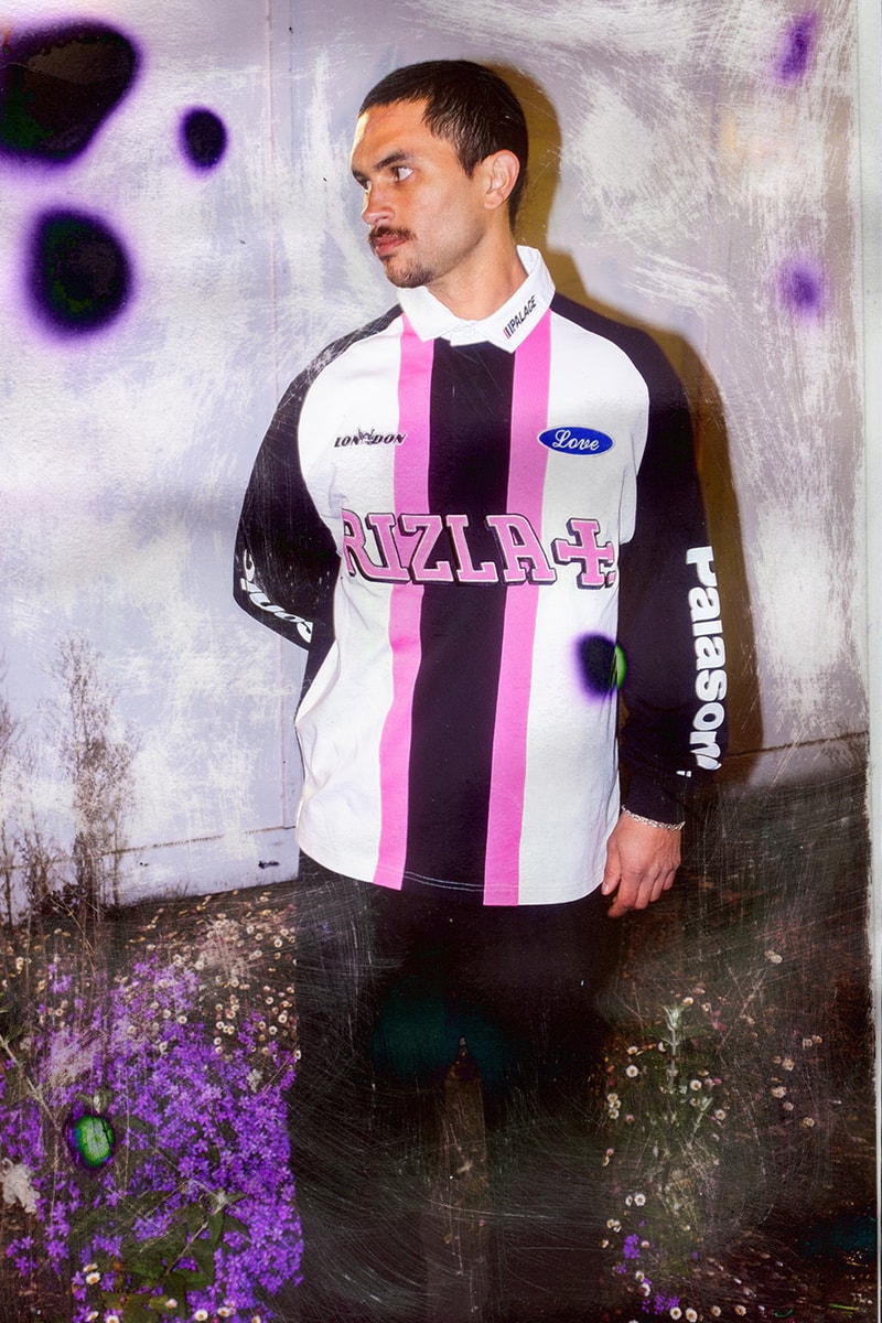 Palace Skateboards x Rizla Summer 2026 capsule collection featuring pink, orange, and blue colorways across race jackets and hoodies - detail view 3