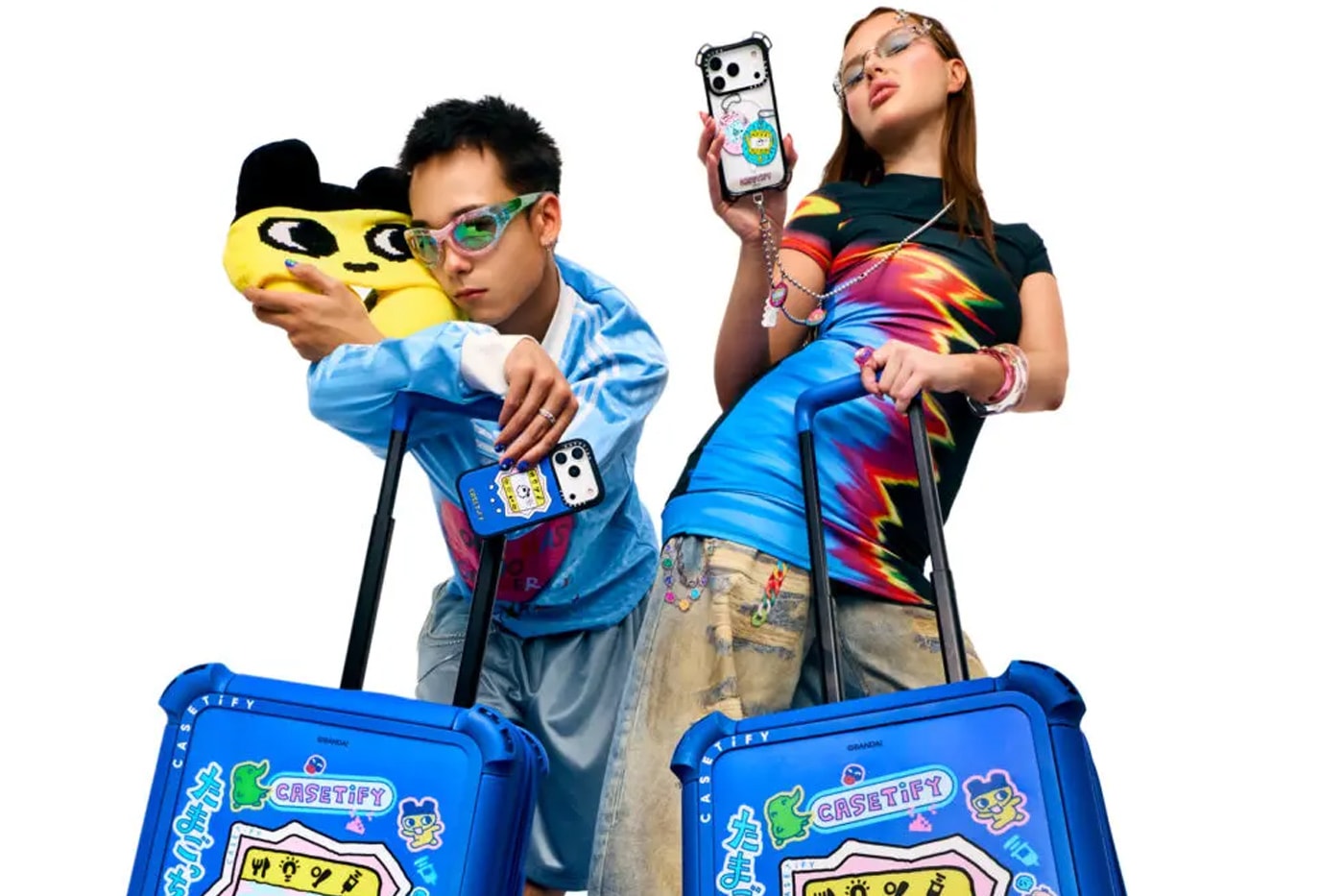 CASETiFY and Tamagotchi Team up for a Retro SS26 Accessories Collection collaboration carry on suitcase phone accessories 