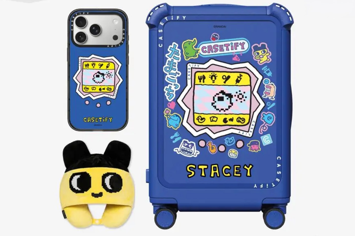 CASETiFY and Tamagotchi Team up for a Retro SS26 Accessories Collection collaboration carry on suitcase phone accessories 