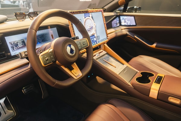 Denza Z9 GT Chopard Edition luxury electric shooting brake with amethyst-themed interior at Cannes amfAR gala