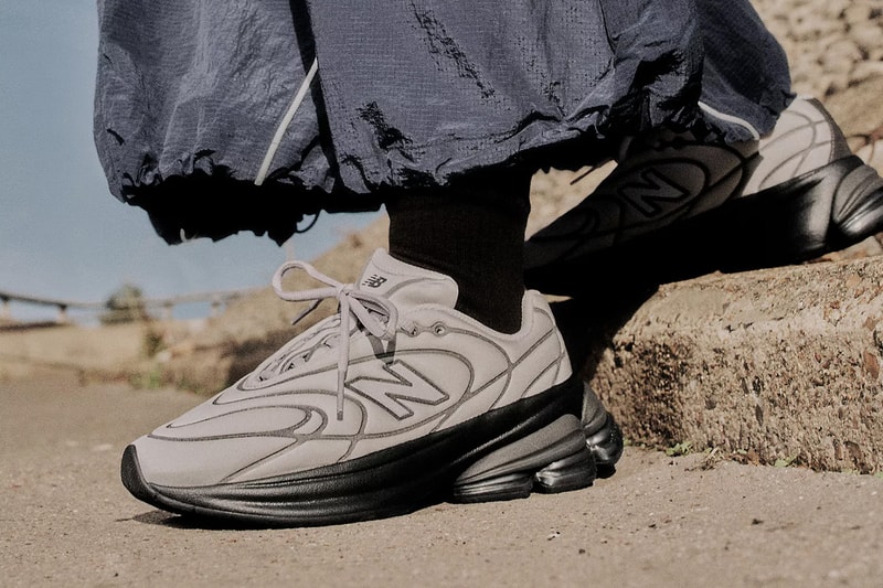 New Balance 5030 in Raincloud/Black Metallic colorway with debossed synthetic upper and metallic accents - detail view 3