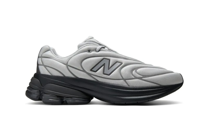 New Balance 5030 in Raincloud/Black Metallic colorway with debossed synthetic upper and metallic accents - detail view 5