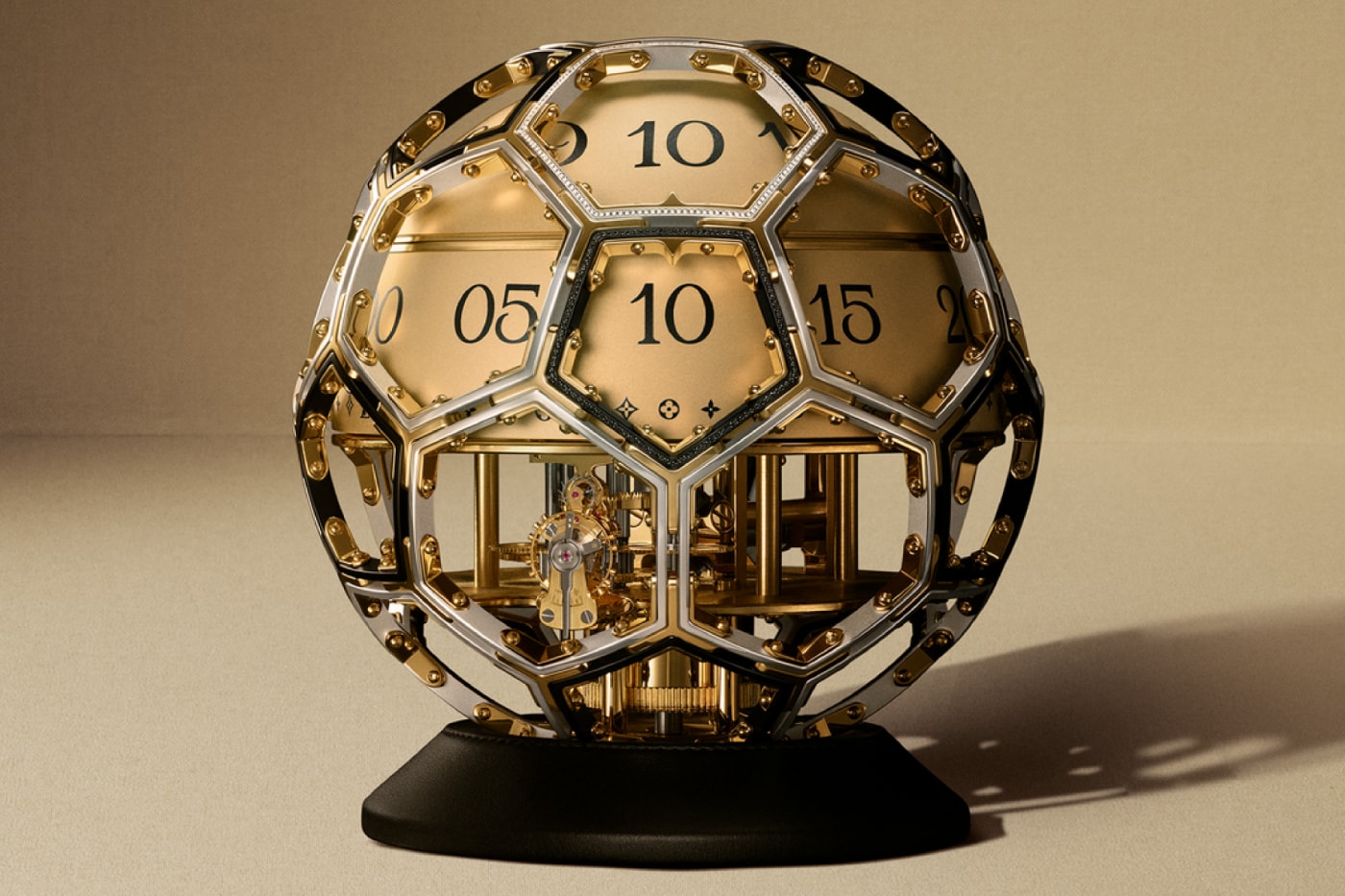 Louis Vuitton Unity Time Object clock with skeletonized movement and diamond time display for UNICEF charity auction