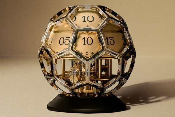 Louis Vuitton Unity Time Object clock with skeletonized movement and diamond time display for UNICEF charity auction