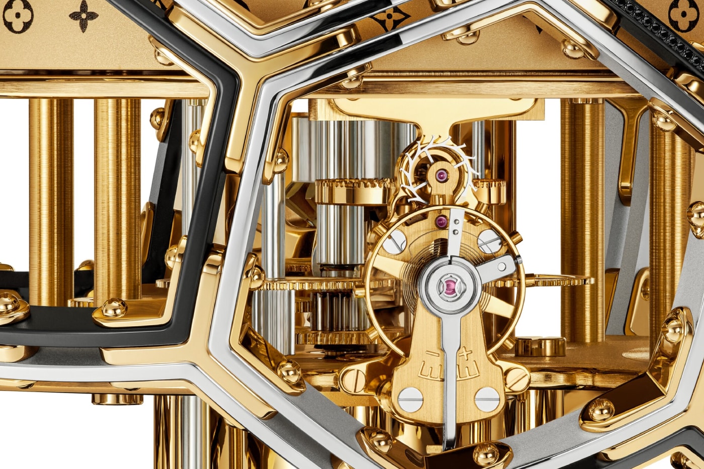 Louis Vuitton Unity Time Object clock with skeletonized movement and diamond time display for UNICEF charity auction