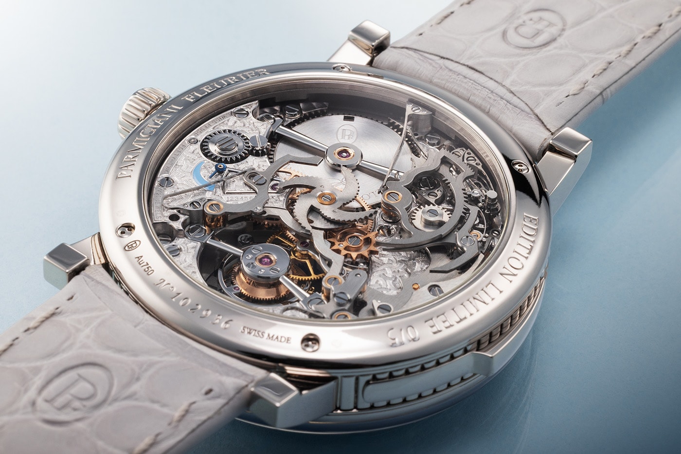 Parmigiani Fleurier Tourbillon Carillon PF950 Manufacture movement PFH996-2010001-300181 Morning Blue Objets D’Art Collection