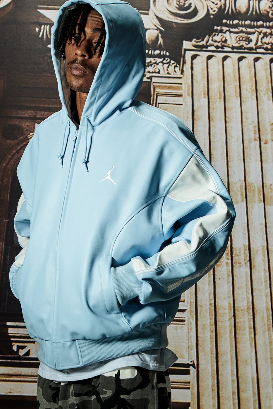 Jordan Brand x Supreme Spring 2026 Collaboration hooded leather jacket track pants zip up hooded sweatshirt basketball short jersey track jacket