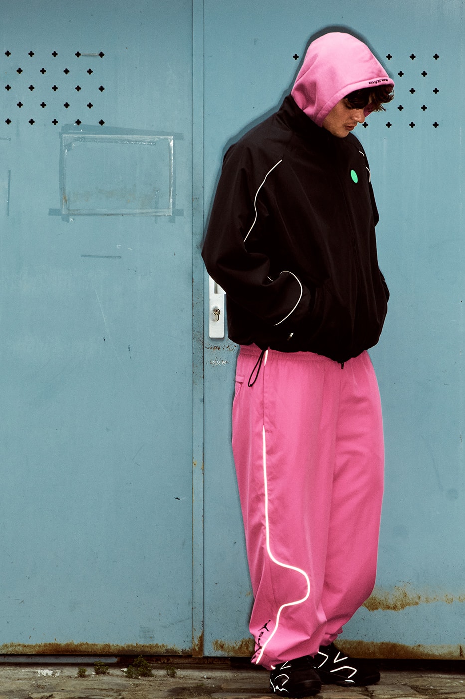 Jordan Brand x Supreme Spring 2026 Collaboration hooded leather jacket track pants zip up hooded sweatshirt basketball short jersey track jacket