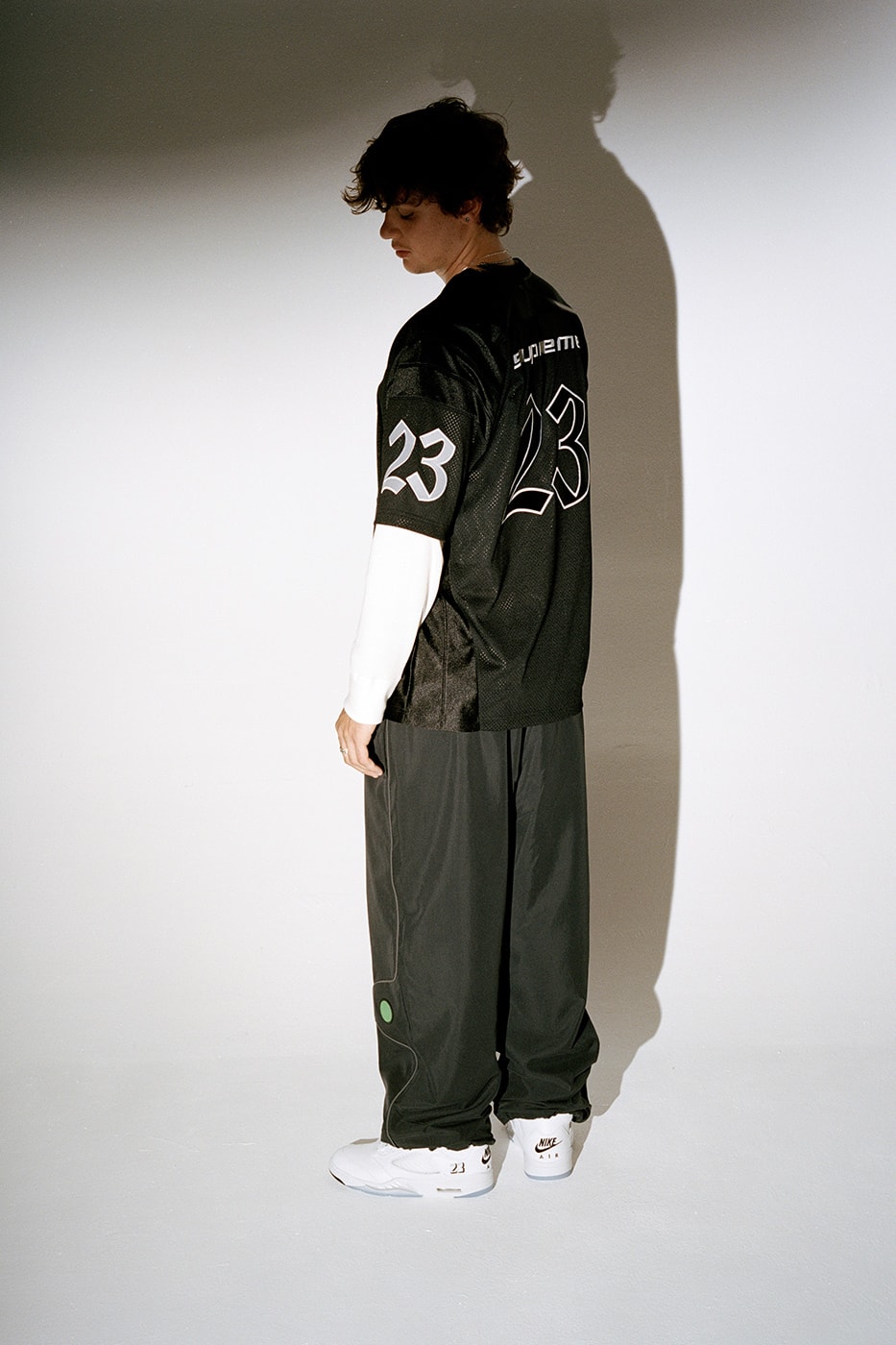 Jordan Brand x Supreme Spring 2026 Collaboration hooded leather jacket track pants zip up hooded sweatshirt basketball short jersey track jacket
