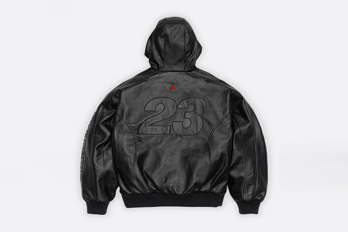Jordan Brand x Supreme Spring 2026 Collaboration hooded leather jacket track pants zip up hooded sweatshirt basketball short jersey track jacket