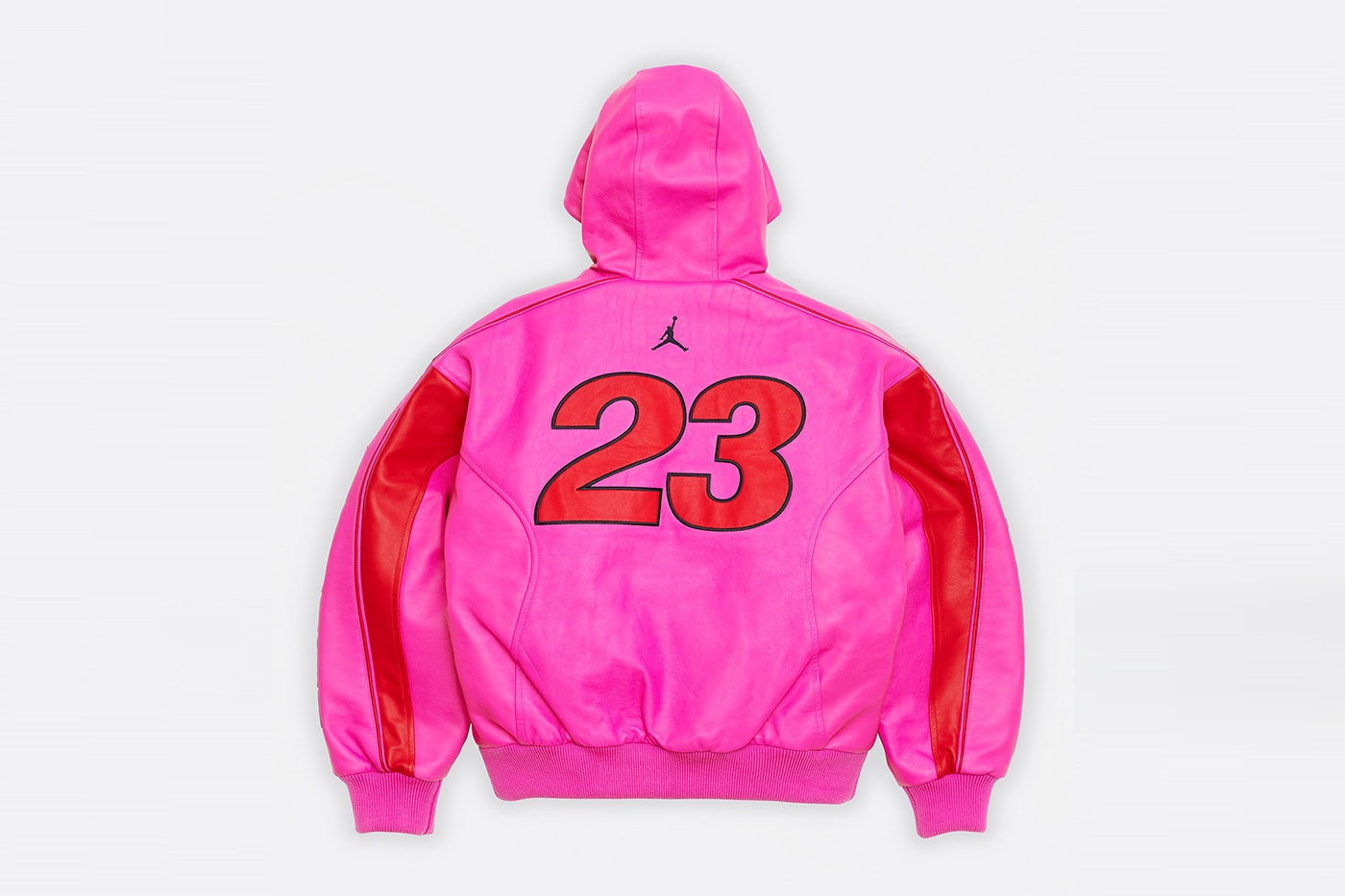 Jordan Brand x Supreme Spring 2026 Collaboration hooded leather jacket track pants zip up hooded sweatshirt basketball short jersey track jacket
