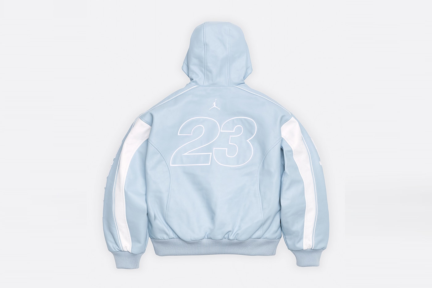 Jordan Brand x Supreme Spring 2026 Collaboration hooded leather jacket track pants zip up hooded sweatshirt basketball short jersey track jacket
