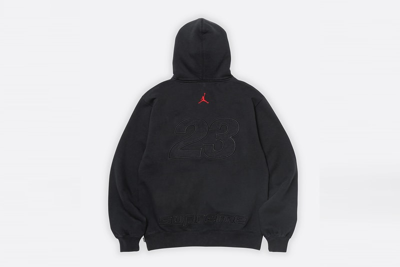 Jordan Brand x Supreme Spring 2026 Collaboration hooded leather jacket track pants zip up hooded sweatshirt basketball short jersey track jacket