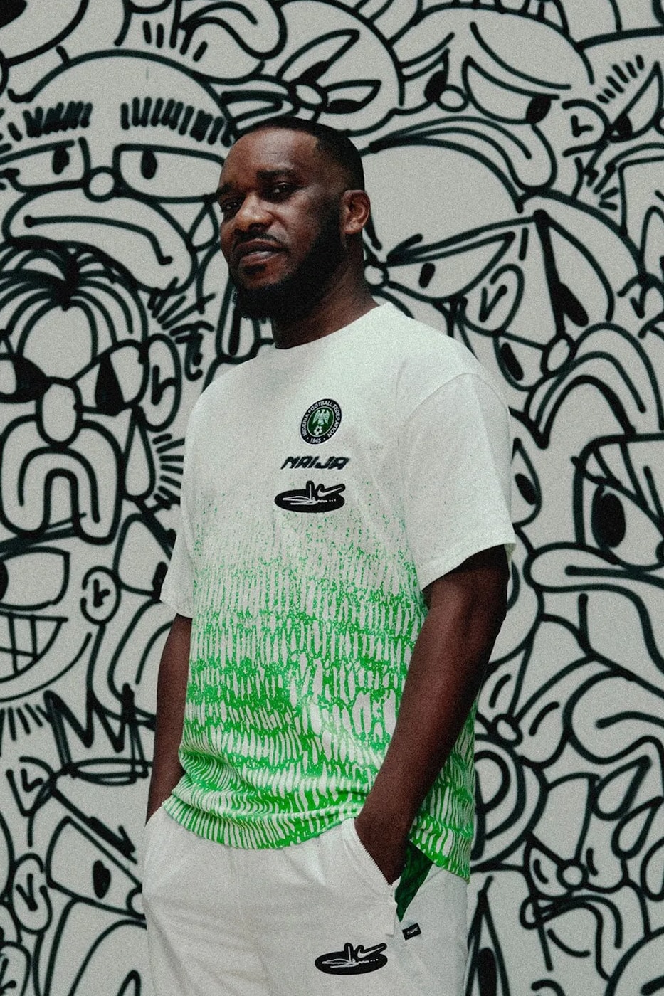 Slawn x Nike Cryoshot sneaker matching the Nigeria kit graphics