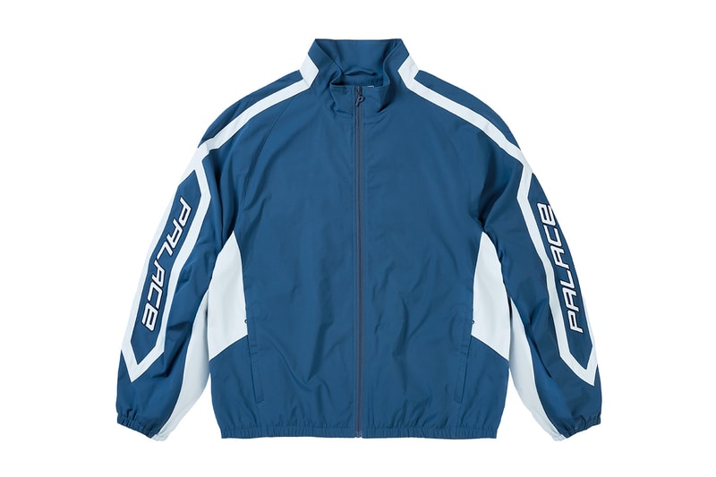 Everything Dropping at Palace This Week Summer 2026 Drop 5  Palello Cycling Zip Jacket in Multi, Red and Black - Paella Cycling Runner Cap in Multi, Red and Black - Links Shell Tracksuit in Navy, Black and Ice - Bulldog Mesh Jersey and Shorts in Navy, Black and White