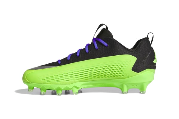 adidas Anthony Edwards 1 Low Cleat "Atlanta Vikings" KK3085 Core Black/Semi Solar Green-Solar Purple soccer football shoe nba minnesota timberwolves