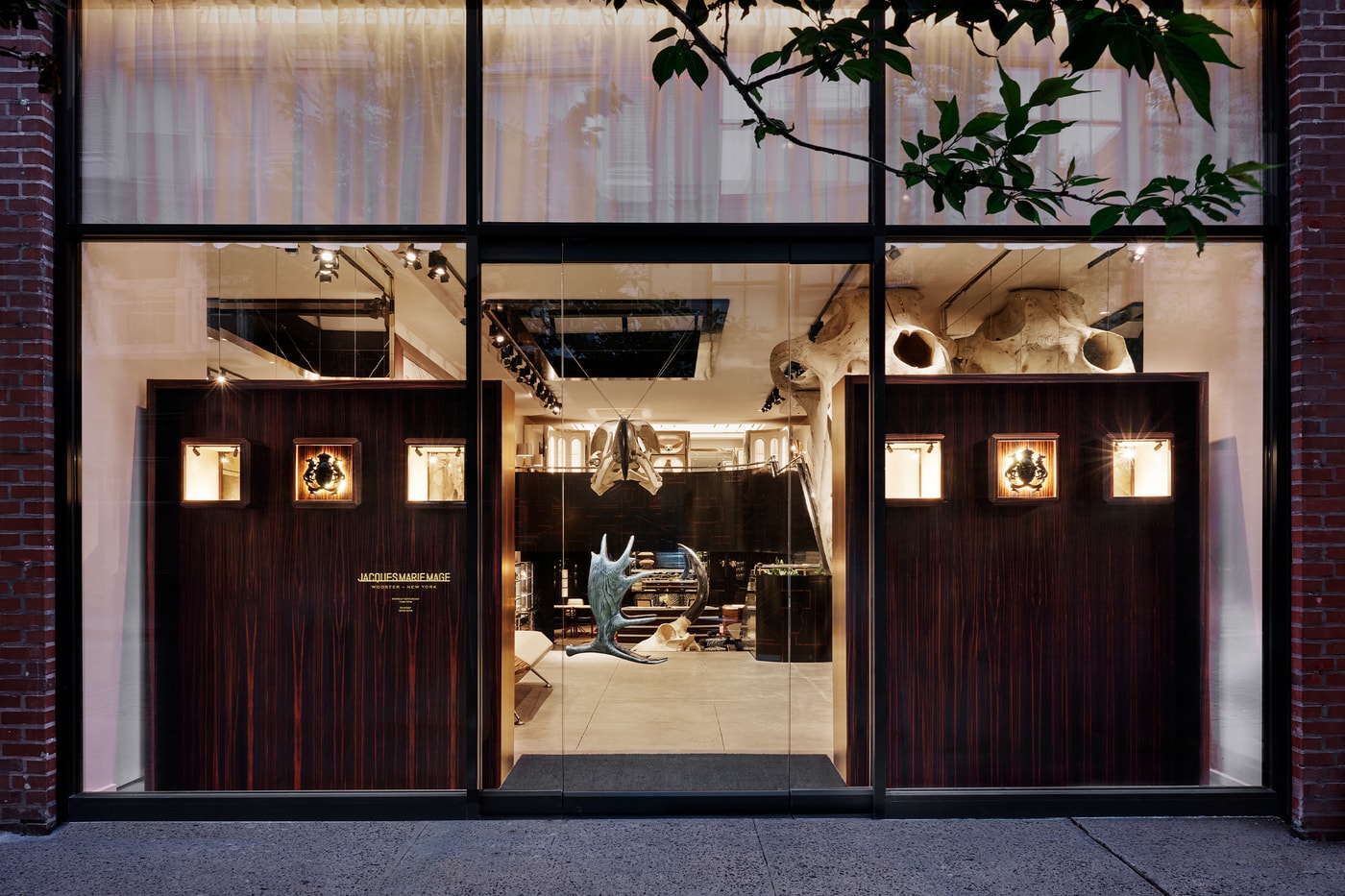JMM SoHo gallery interior with Art Deco mirrors and exotic wood furnishings