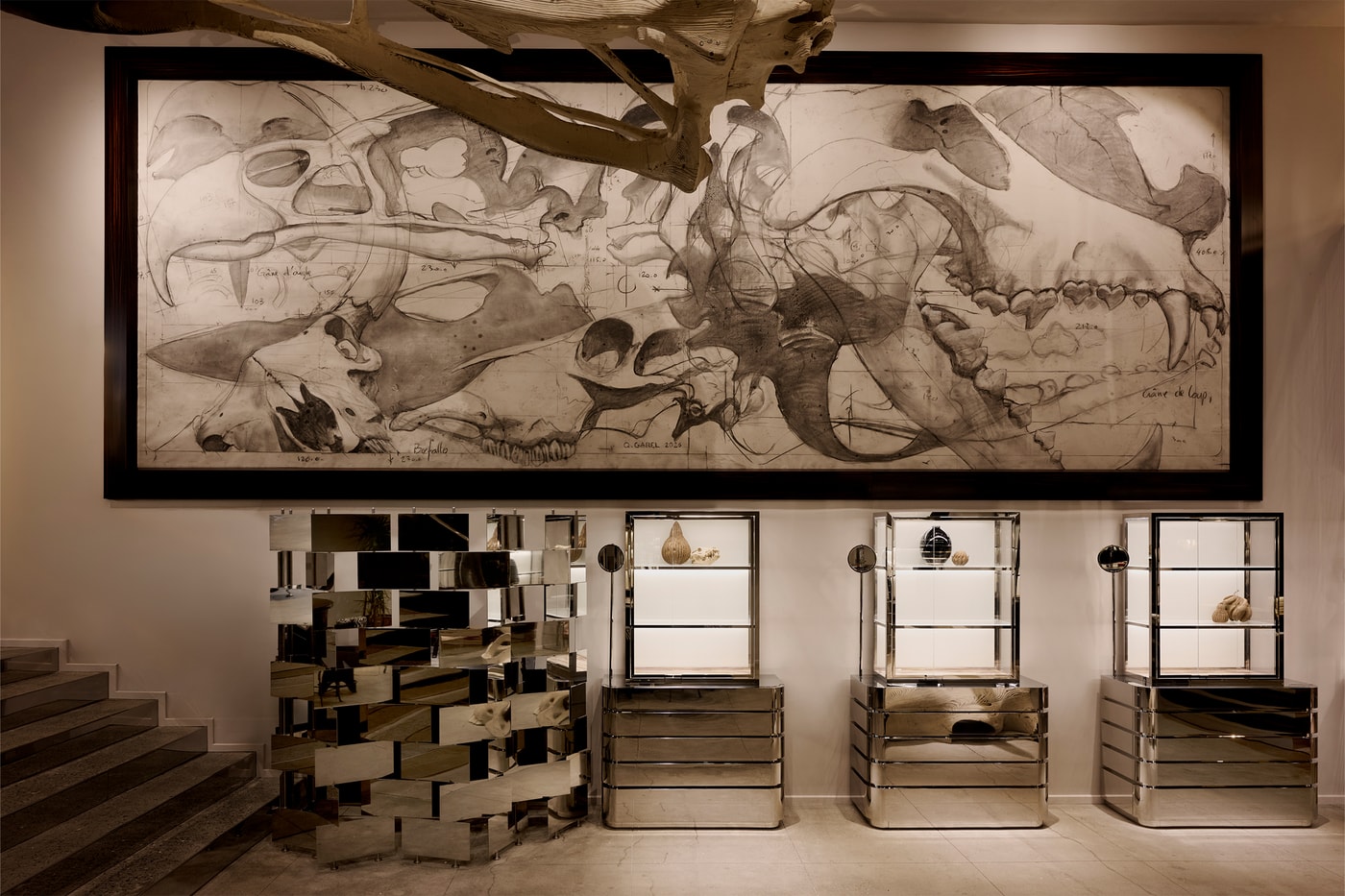 Jacques Marie Mage eyewear displayed as collectible objects in the SoHo gallery