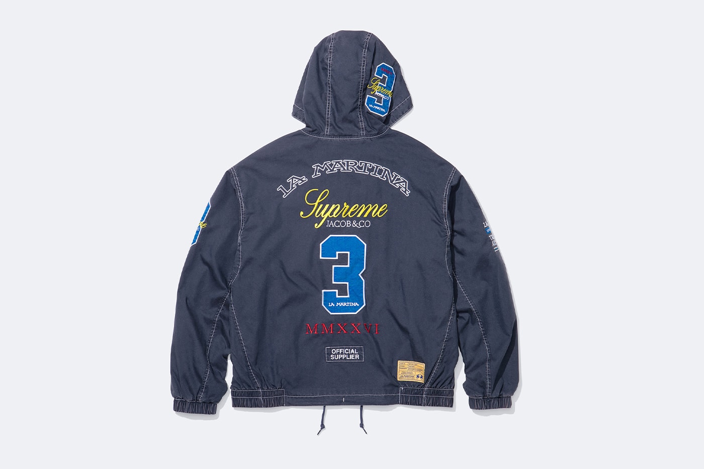 La Martina x Supreme Jacob & Co. Spring 2026 Collaboration Jacket, Rugby, Soccer Jersey, Zip Up Sweatshirt, Sweatpant and 6-Panel Hat.