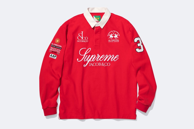 La Martina x Supreme Jacob & Co. Spring 2026 Collaboration Jacket, Rugby, Soccer Jersey, Zip Up Sweatshirt, Sweatpant and 6-Panel Hat.