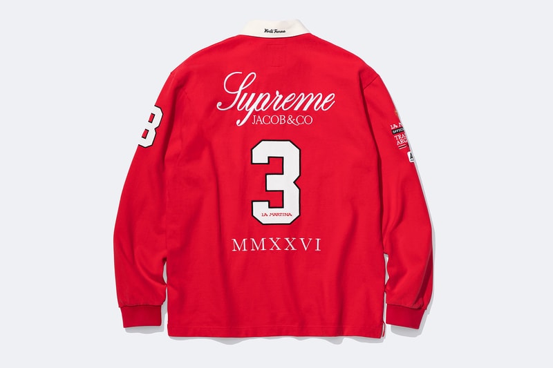 La Martina x Supreme Jacob & Co. Spring 2026 Collaboration Jacket, Rugby, Soccer Jersey, Zip Up Sweatshirt, Sweatpant and 6-Panel Hat.