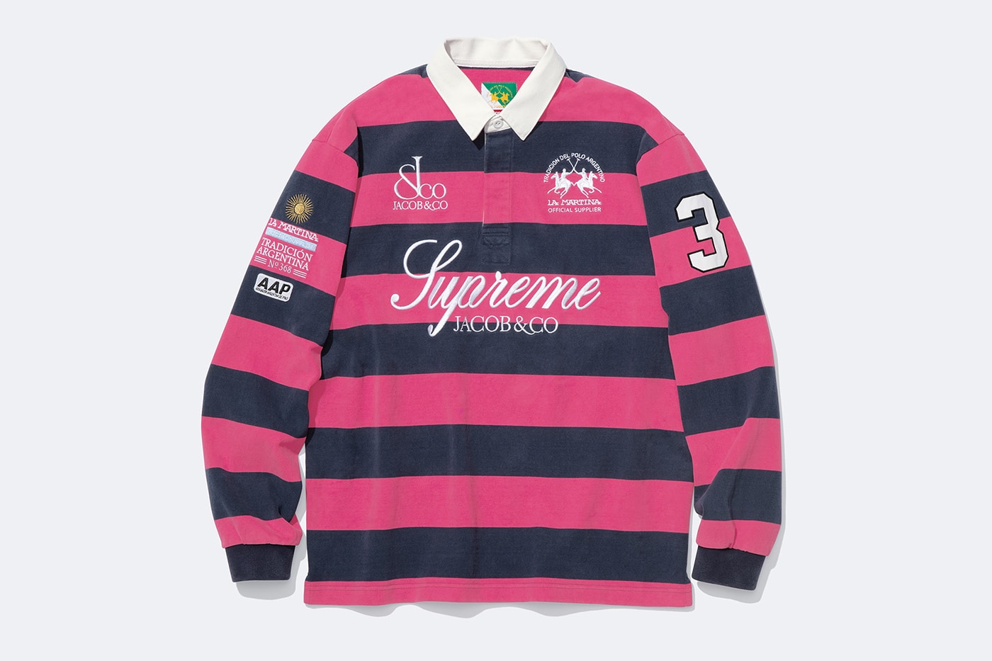 La Martina x Supreme Jacob & Co. Spring 2026 Collaboration Jacket, Rugby, Soccer Jersey, Zip Up Sweatshirt, Sweatpant and 6-Panel Hat.
