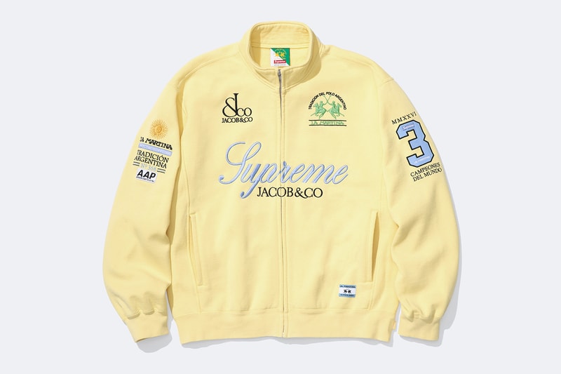 La Martina x Supreme Jacob & Co. Spring 2026 Collaboration Jacket, Rugby, Soccer Jersey, Zip Up Sweatshirt, Sweatpant and 6-Panel Hat.