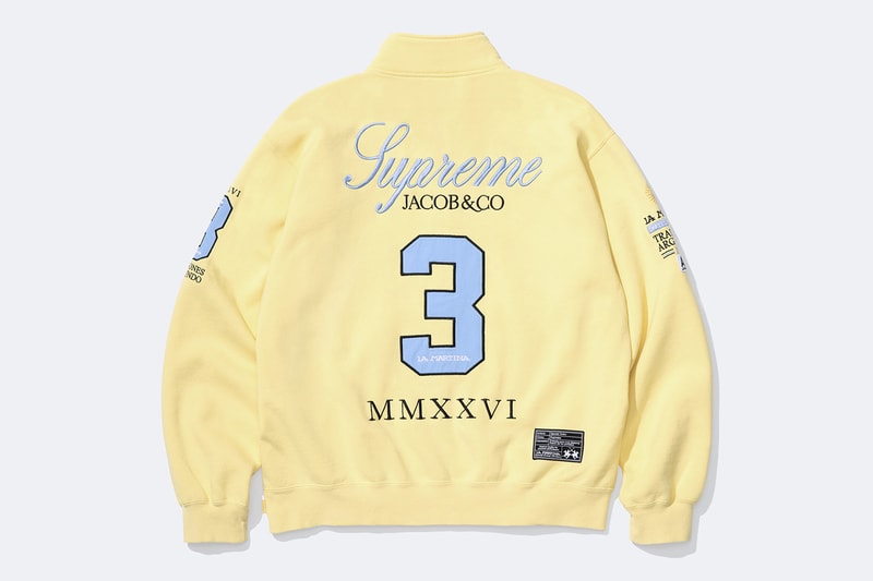 La Martina x Supreme Jacob & Co. Spring 2026 Collaboration Jacket, Rugby, Soccer Jersey, Zip Up Sweatshirt, Sweatpant and 6-Panel Hat.