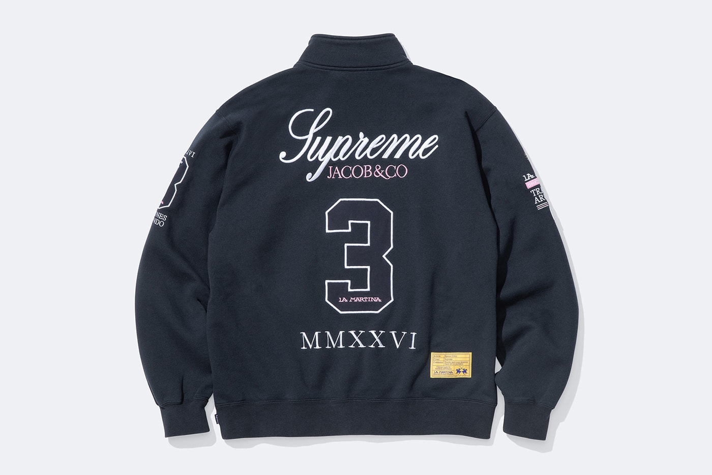 La Martina x Supreme Jacob & Co. Spring 2026 Collaboration Jacket, Rugby, Soccer Jersey, Zip Up Sweatshirt, Sweatpant and 6-Panel Hat.