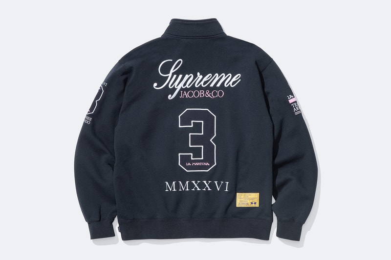 La Martina x Supreme Jacob & Co. Spring 2026 Collaboration Jacket, Rugby, Soccer Jersey, Zip Up Sweatshirt, Sweatpant and 6-Panel Hat.