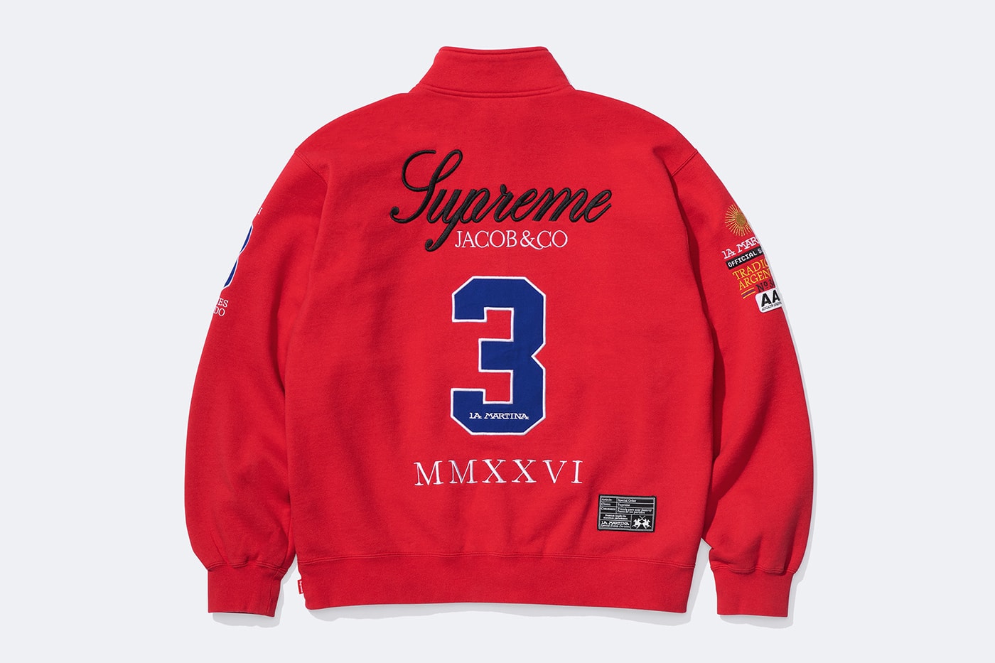 La Martina x Supreme Jacob & Co. Spring 2026 Collaboration Jacket, Rugby, Soccer Jersey, Zip Up Sweatshirt, Sweatpant and 6-Panel Hat.