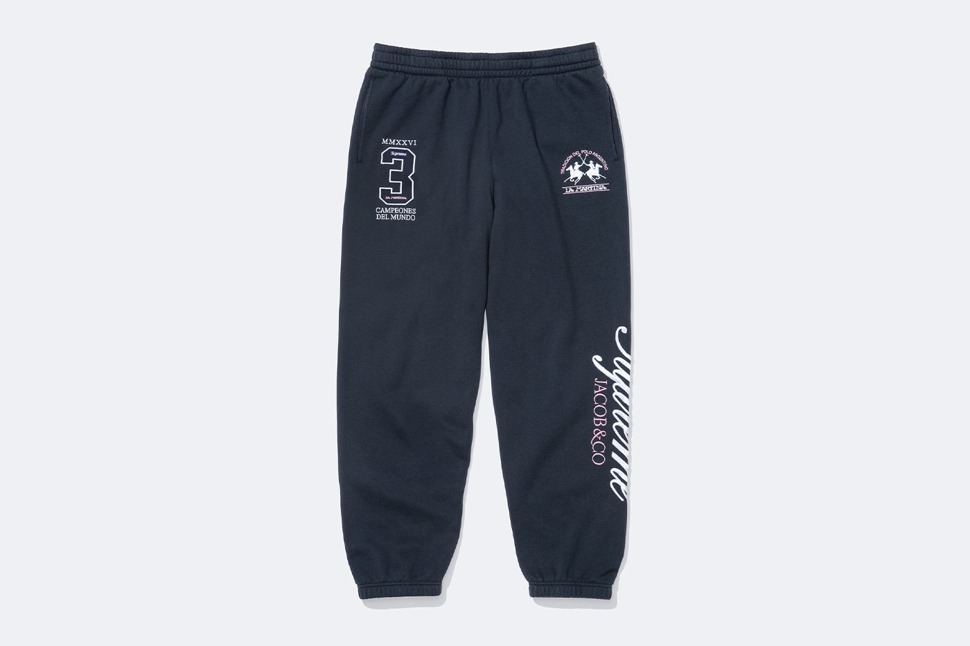 La Martina x Supreme Jacob & Co. Spring 2026 Collaboration Jacket, Rugby, Soccer Jersey, Zip Up Sweatshirt, Sweatpant and 6-Panel Hat.