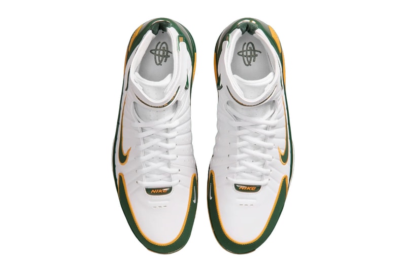 Nike Air Zoom Huarache 2K4 "Sue Bird" White/Deep Forest-Canyon Gold IW1884-100 birdy seattle storm wnba