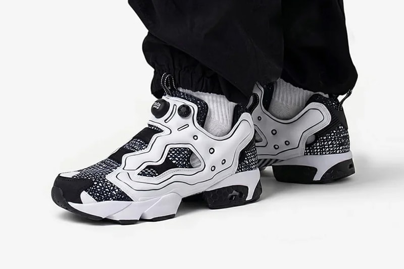 Reebok Instapump Fury 94 'Eren' white colorway with manga sketch-effect graphic overlays, Hidarikiki collaboration - detail view 2
