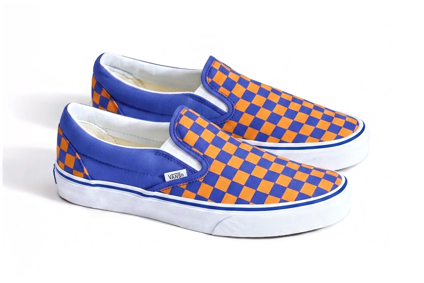 Vans Classic Slip-On “Knicks” Checkerboard Blue/Orange VN000EACBLQ new york